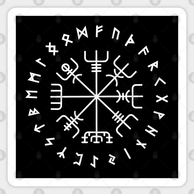 Norse Vegvisir Wayfinder Viking Compass Elder Futhark Runes Sticker by Blue Pagan